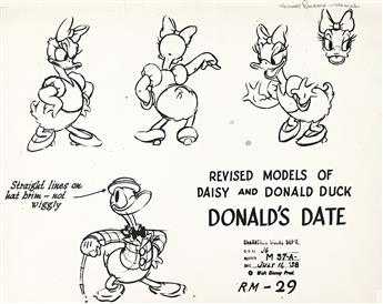 DISNEY STUDIOS Daisy Duck animation drawing and model sheet.